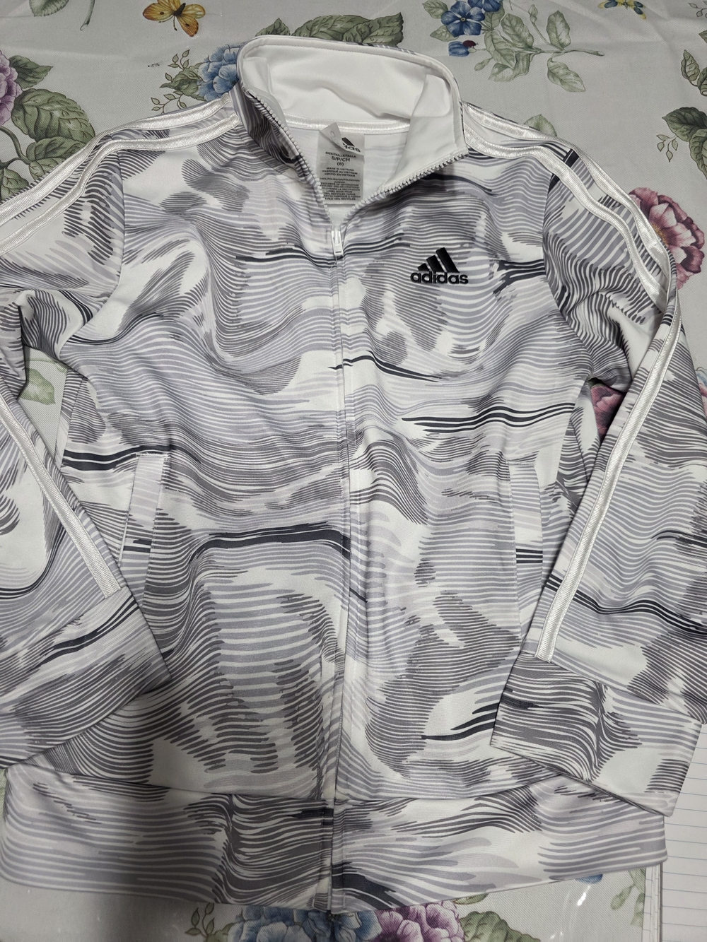 adidas White & Gray Kids' Zip-Up Track Jacket